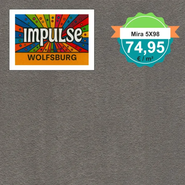 Draufsicht auf Vorwerk Mira 5X98 mit Preisetikett 74,95 €/m²